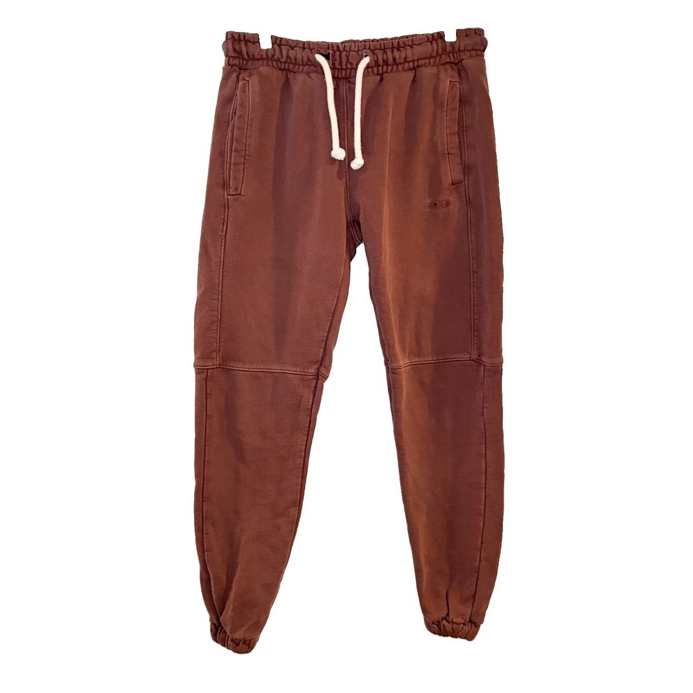 YoungLA Men's Rust Brown Elastic Waist Drawstring Joggers Sweatpants Cotton S